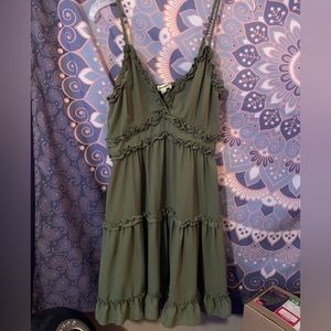 green ruffle dress